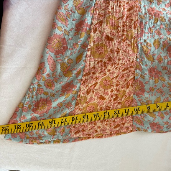 Free People Floral Wide Leg Pants in Peach and Blue - Picture 10 of 11